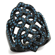 TK2481 - IP Black(Ion Plating) Stainless Steel Ring with Top Grade Crystal  in Montana-0