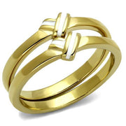 TK2494 - IP Gold(Ion Plating) Stainless Steel Ring with Epoxy  in White-0