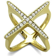 TK2497 - IP Gold(Ion Plating) Stainless Steel Ring with Top Grade Crystal  in Clear-0