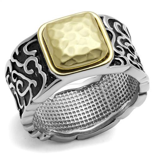 TK2509 - Two-Tone IP Gold (Ion Plating) Stainless Steel Ring with Epoxy  in Jet-0