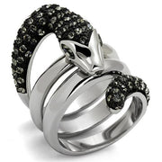 TK2511 - Two-Tone IP Black (Ion Plating) Stainless Steel Ring with Top Grade Crystal  in Black Diamond-0