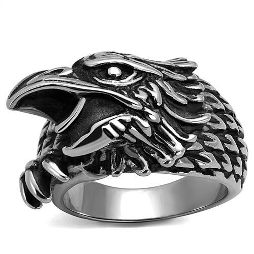 TK2515 - High polished (no plating) Stainless Steel Ring with Epoxy  in Jet-0