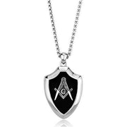 TK2522 - High polished (no plating) Stainless Steel Chain Pendant with Epoxy  in Jet-0