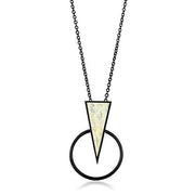 TK2524 - IP Black(Ion Plating) Stainless Steel Chain Pendant with Leather  in White-0