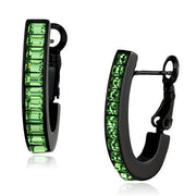 TK2534 - IP Black(Ion Plating) Stainless Steel Earrings with Top Grade Crystal  in Peridot-0