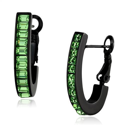 TK2534 - IP Black(Ion Plating) Stainless Steel Earrings with Top Grade Crystal  in Peridot-0