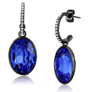 TK2538 - IP Black(Ion Plating) Stainless Steel Earrings with Top Grade Crystal  in Sapphire-0
