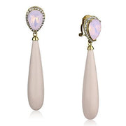 TK2543 - IP Gold(Ion Plating) Stainless Steel Earrings with Top Grade Crystal  in Light Rose-0