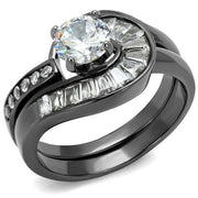 TK2546 - IP Light Black  (IP Gun) Stainless Steel Ring with AAA Grade CZ  in Clear-0