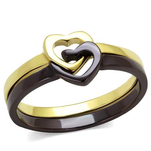 LOTK2548 - IP Gold & IP Dark Brown (IP coffee) Stainless Steel Ring with No Stone-0