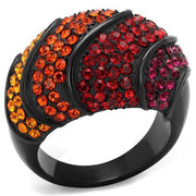 TK2553 - IP Black(Ion Plating) Stainless Steel Ring with Top Grade Crystal  in Multi Color-0