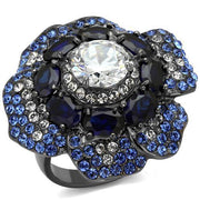 TK2559 - IP Light Black  (IP Gun) Stainless Steel Ring with AAA Grade CZ  in Clear-0