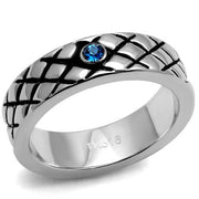 TK2565 - High polished (no plating) Stainless Steel Ring with Top Grade Crystal  in Sea Blue-0
