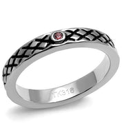 TK2566 - High polished (no plating) Stainless Steel Ring with Top Grade Crystal  in Rose-0