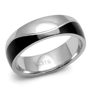 TK2567 - Two-Tone IP Black (Ion Plating) Stainless Steel Ring with No Stone-0