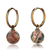 TK2572 - IP Coffee light Stainless Steel Earrings with Semi-Precious Leopard Stone in Multi Color-0