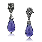 TK2574 - IP Light Black  (IP Gun) Stainless Steel Earrings with Synthetic Synthetic Glass in Tanzanite-0