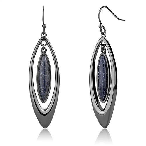 TK2577 - IP Light Black  (IP Gun) Stainless Steel Earrings with Blue Sand  in Montana-0