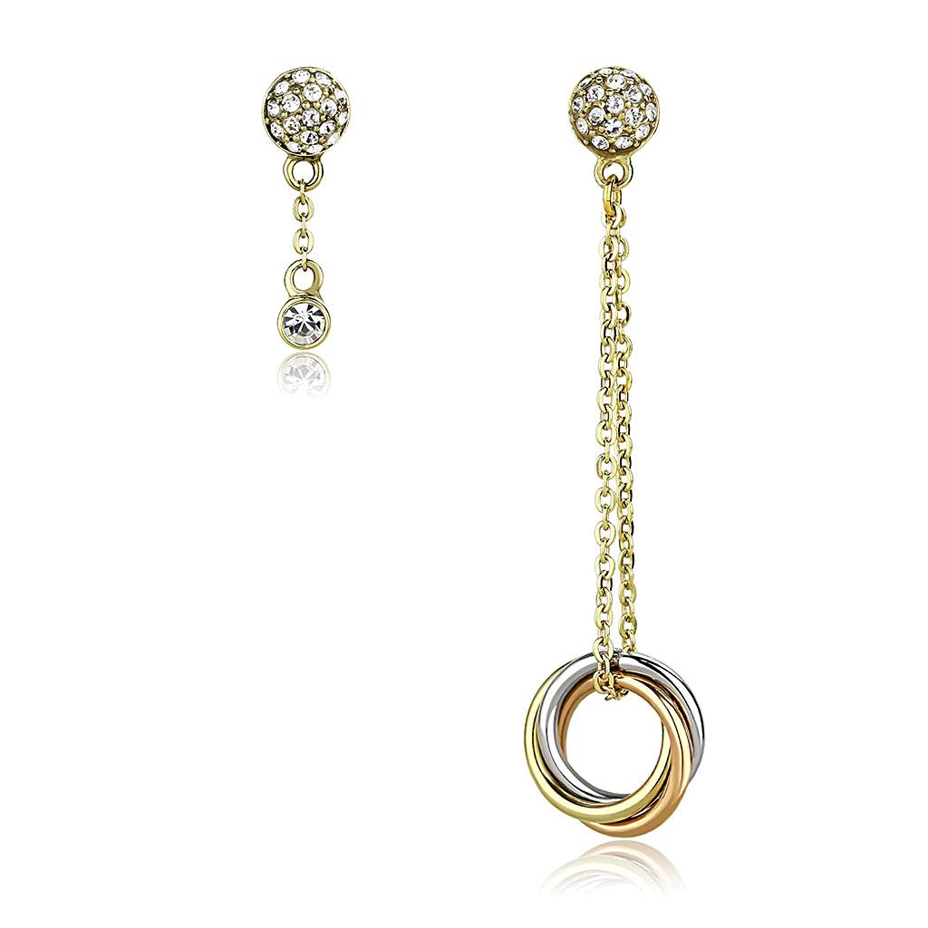 TK2579 - IP Gold & IP Rose Gold (Ion Plating) Stainless Steel Earrings with Top Grade Crystal  in Clear-0