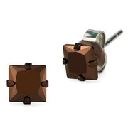 TK2583 - Two Tone IP Light Brown (IP Light coffee) Stainless Steel Earrings with AAA Grade CZ  in Light Coffee-0