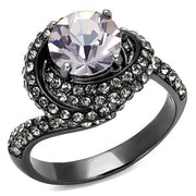 TK2604 - IP Light Black  (IP Gun) Stainless Steel Ring with Top Grade Crystal  in Light Amethyst-0