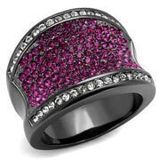 TK2606 - IP Light Black  (IP Gun) Stainless Steel Ring with Top Grade Crystal  in Amethyst-0