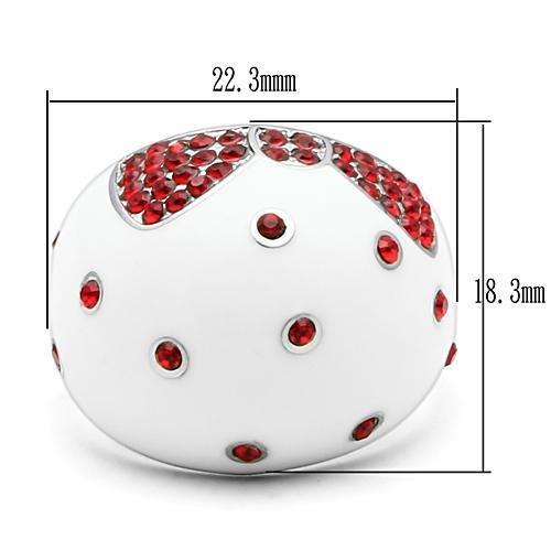 TK260 - High polished (no plating) Stainless Steel Ring with Top Grade Crystal  in Ruby-1