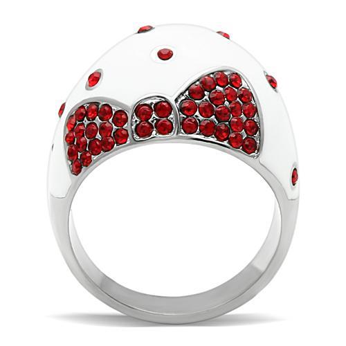 TK260 - High polished (no plating) Stainless Steel Ring with Top Grade Crystal  in Ruby-2