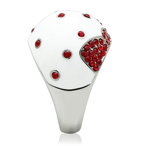 TK260 - High polished (no plating) Stainless Steel Ring with Top Grade Crystal  in Ruby-3
