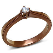 TK2610 - IP Coffee light Stainless Steel Ring with AAA Grade CZ  in Clear-0