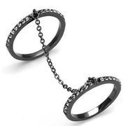 TK2614 - IP Light Black  (IP Gun) Stainless Steel Ring with Top Grade Crystal  in Jet-0