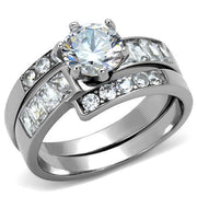 TK2616 - No Plating Stainless Steel Ring with AAA Grade CZ  in Clear-0