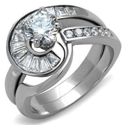 TK2617 - No Plating Stainless Steel Ring with AAA Grade CZ  in Clear-0