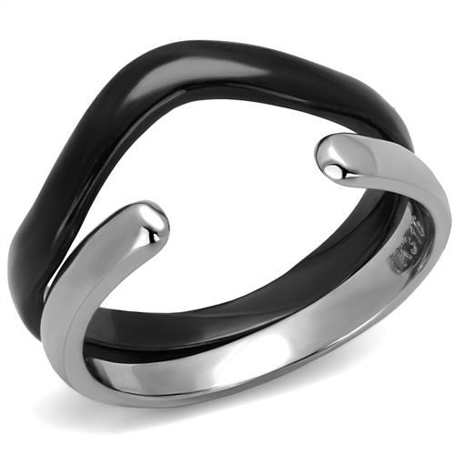 TK2618 - Two-Tone IP Black (Ion Plating) Stainless Steel Ring with No Stone-0