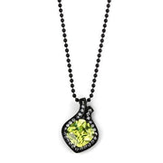 TK2629 - IP Black(Ion Plating) Stainless Steel Chain Pendant with AAA Grade CZ  in Apple Green color-0