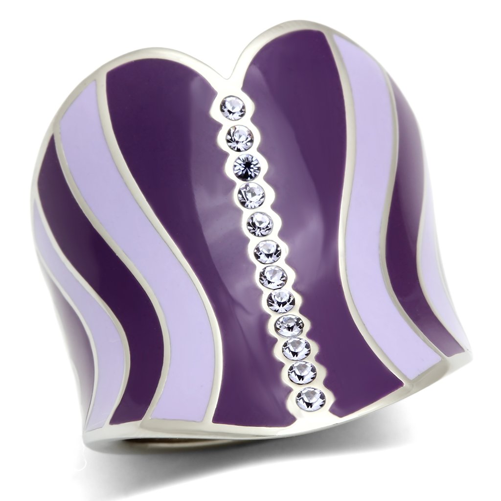TK262 - High polished (no plating) Stainless Steel Ring with Top Grade Crystal  in Sea Blue-0