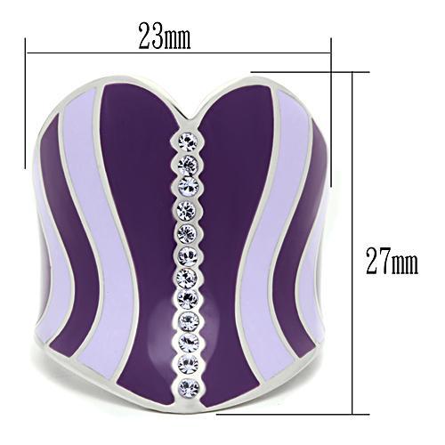 TK262 - High polished (no plating) Stainless Steel Ring with Top Grade Crystal  in Sea Blue-1