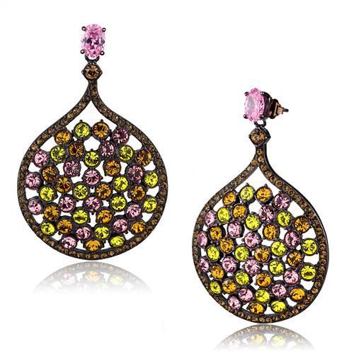 TK2630 - IP Coffee light Stainless Steel Earrings with AAA Grade CZ  in Rose-0