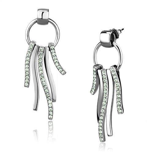 TK2633 - High polished (no plating) Stainless Steel Earrings with Top Grade Crystal  in Peridot-0