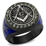 TK2637 - Two Tone IP Light Black (IP Gun) Stainless Steel Ring with Top Grade Crystal  in Black Diamond-0