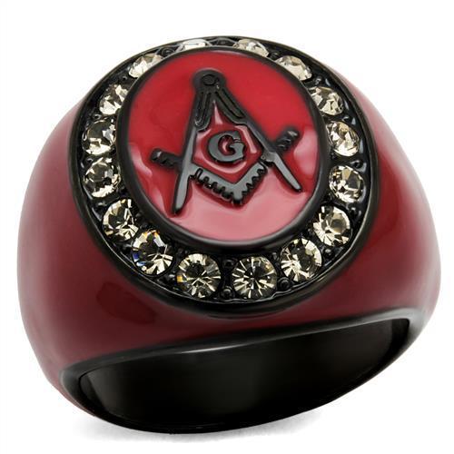 TK2638 - IP Black(Ion Plating) Stainless Steel Ring with Top Grade Crystal  in Black Diamond-0