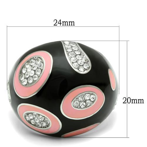 TK263 - High polished (no plating) Stainless Steel Ring with Top Grade Crystal  in Clear-1