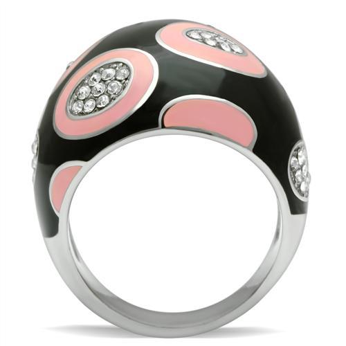 TK263 - High polished (no plating) Stainless Steel Ring with Top Grade Crystal  in Clear-2