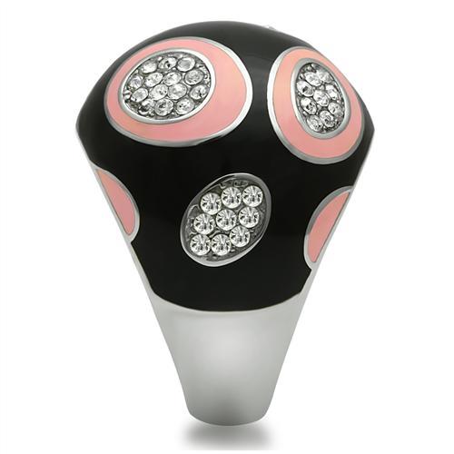 TK263 - High polished (no plating) Stainless Steel Ring with Top Grade Crystal  in Clear-3