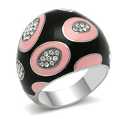 TK263 - High polished (no plating) Stainless Steel Ring with Top Grade Crystal  in Clear-0
