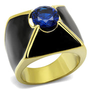 TK2640 - IP Gold(Ion Plating) Stainless Steel Ring with AAA Grade CZ  in London Blue-0