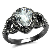 TK2655 - IP Light Black  (IP Gun) Stainless Steel Ring with AAA Grade CZ  in Clear-0