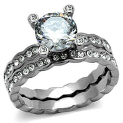 TK2659 - High polished (no plating) Stainless Steel Ring with AAA Grade CZ  in Clear-0