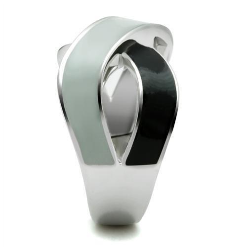 TK265 - Rhodium Stainless Steel Ring with Epoxy  in No Stone-3