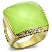 TK2661 - IP Gold(Ion Plating) Stainless Steel Ring with Synthetic Synthetic Stone in Apple Green color-0